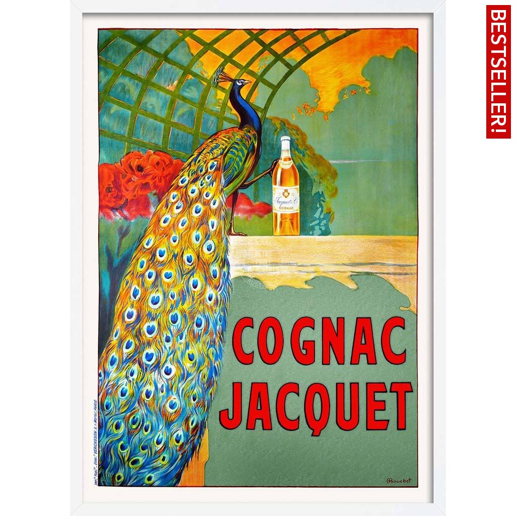 Cognac Jacquet Peacock | France A3 297 X 420Mm 11.7 16.5 Inches / Framed Print - White Timber Art