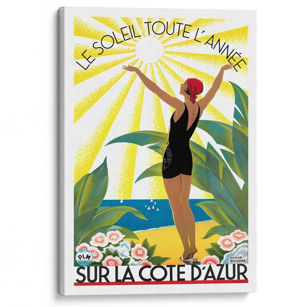 Cote Dazur 1931 | France A3 297 X 420Mm 11.7 16.5 Inches / Stretched Canvas Print Art