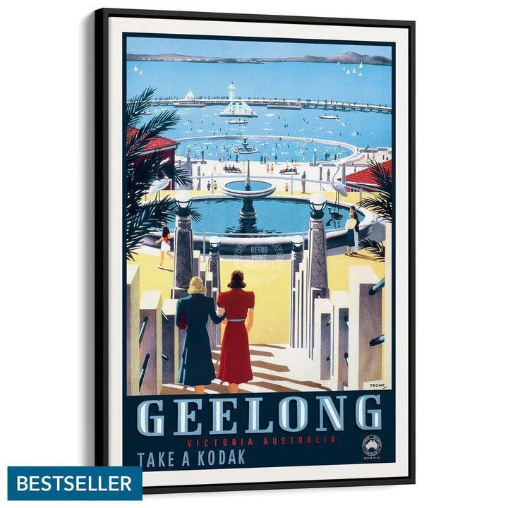 Geelong | Australia A3 297 X 420Mm 11.7 16.5 Inches / Canvas Floating Frame - Black Timber Print Art
