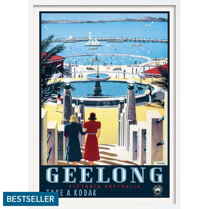 Geelong | Australia A3 297 X 420Mm 11.7 16.5 Inches / Framed Print - White Timber Art