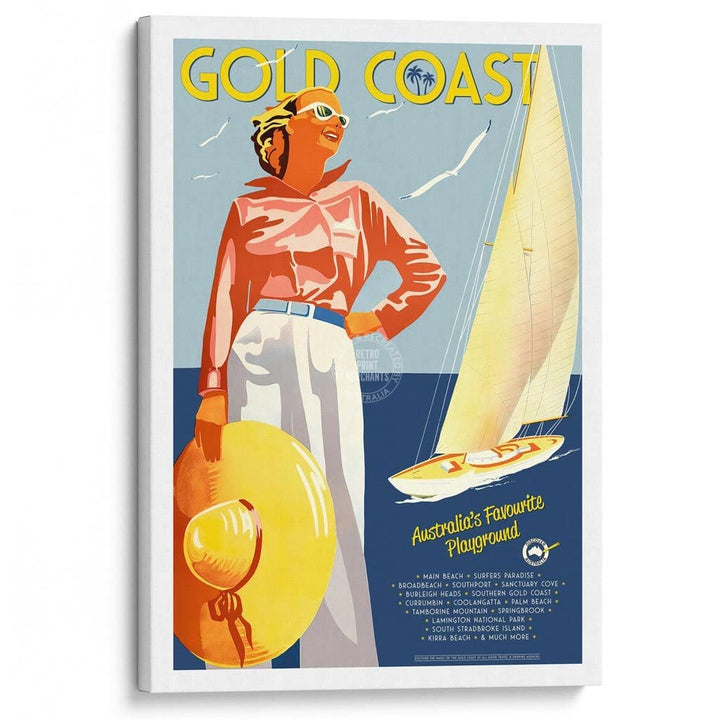 Gold Coast | Australia A3 297 X 420Mm 11.7 16.5 Inches / Stretched Canvas Print Art