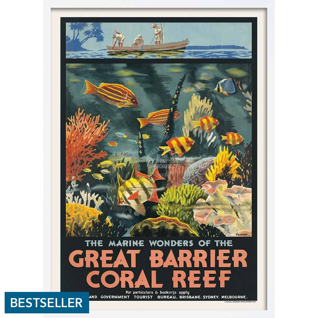 Great Barrier Coral Reef | Australia 422Mm X 295Mm 16.6 11.6 A3 / White Print Art