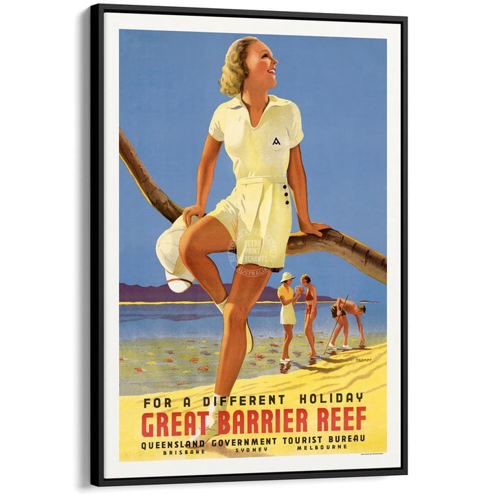 GREAT BARRIER REEF HOLIDAY | AUSTRALIA A3 | 297 x 420mm | 11.7 x 16.5 inches / Canvas Floating Frame: Black Timber