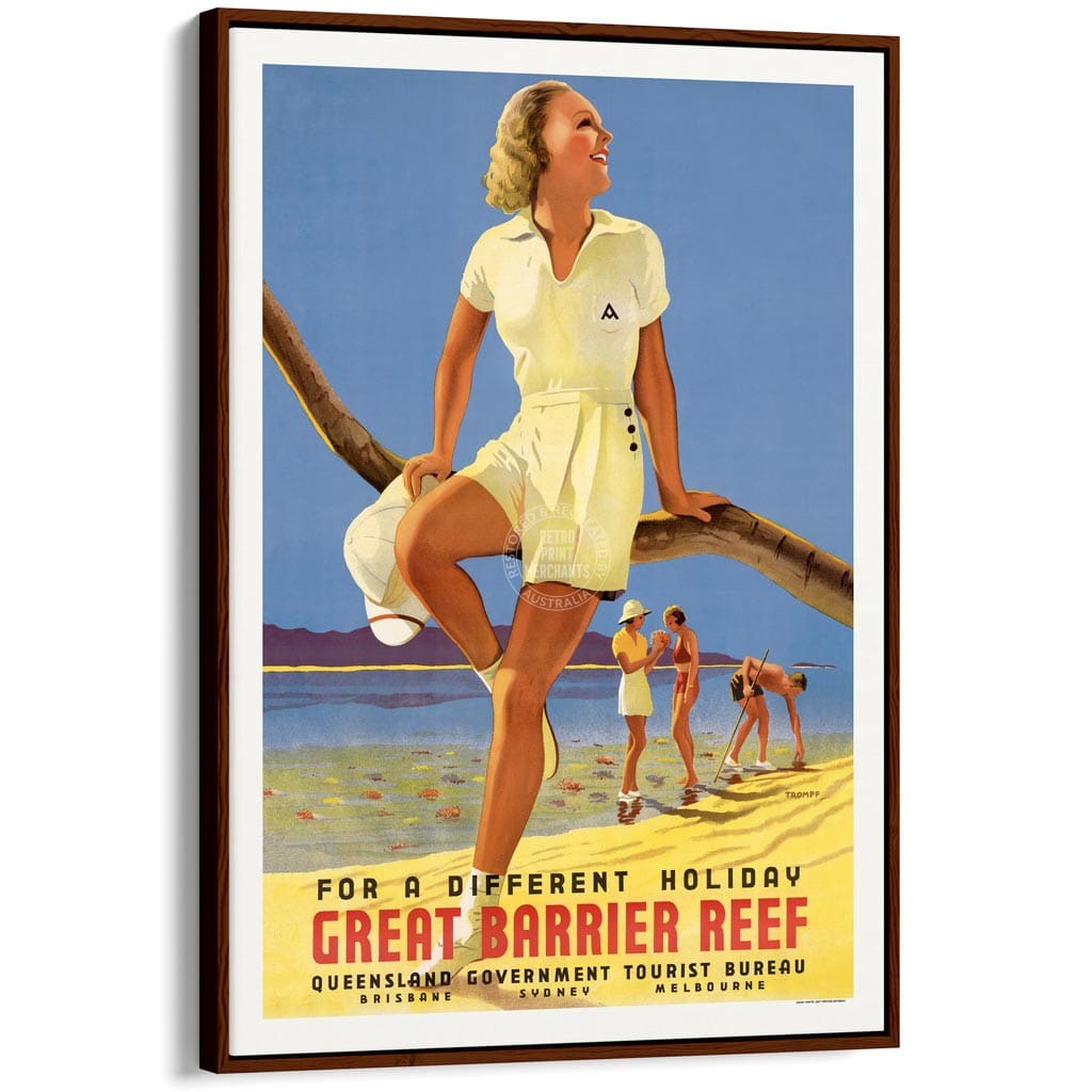 GREAT BARRIER REEF HOLIDAY | AUSTRALIA A3 | 297 x 420mm | 11.7 x 16.5 inches / Canvas Floating Frame: Chocolate Oak