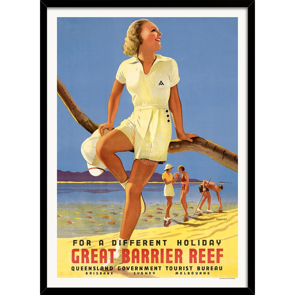 GREAT BARRIER REEF HOLIDAY | AUSTRALIA A3 | 297 x 420mm | 11.7 x 16.5 inches / Framed Print: Black Timber Print Art