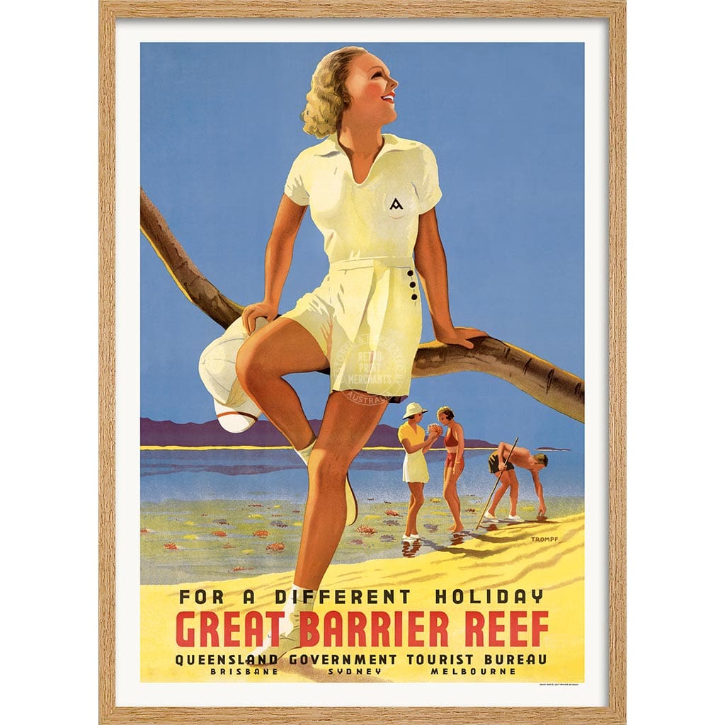 GREAT BARRIER REEF HOLIDAY | AUSTRALIA A3 | 297 x 420mm | 11.7 x 16.5 inches / Framed Print: Natural Oak Timber Print