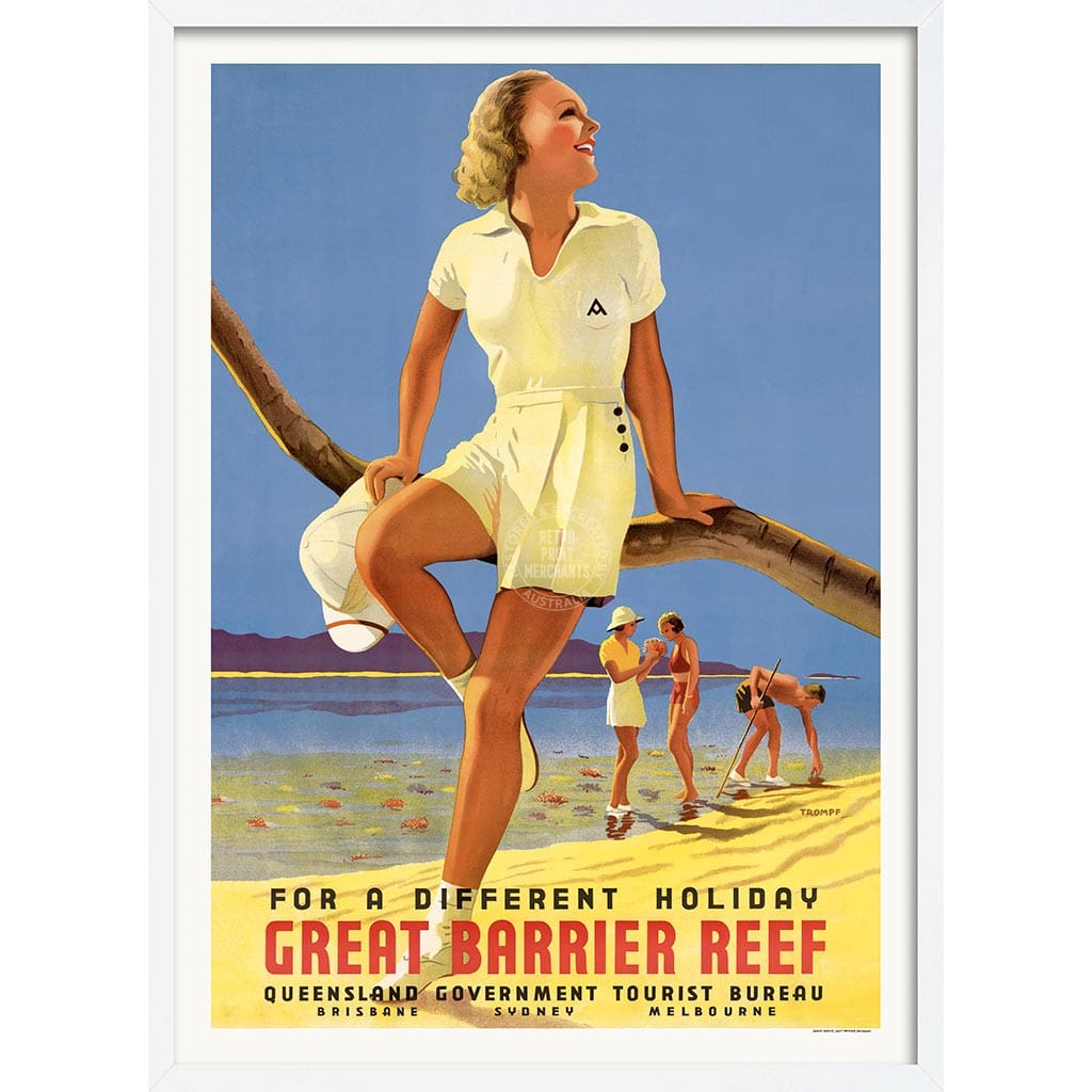 GREAT BARRIER REEF HOLIDAY | AUSTRALIA A3 | 297 x 420mm | 11.7 x 16.5 inches / Framed Print: White Timber Print Art