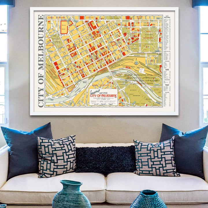 Map Of Melbourne 1951 | Australia Print Art