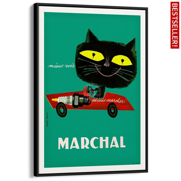Marchal Cat | France A3 297 X 420Mm 11.7 16.5 Inches / Canvas Floating Frame - Black Timber Print