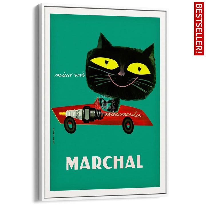 Marchal Cat | France A3 297 X 420Mm 11.7 16.5 Inches / Canvas Floating Frame - White Timber Print