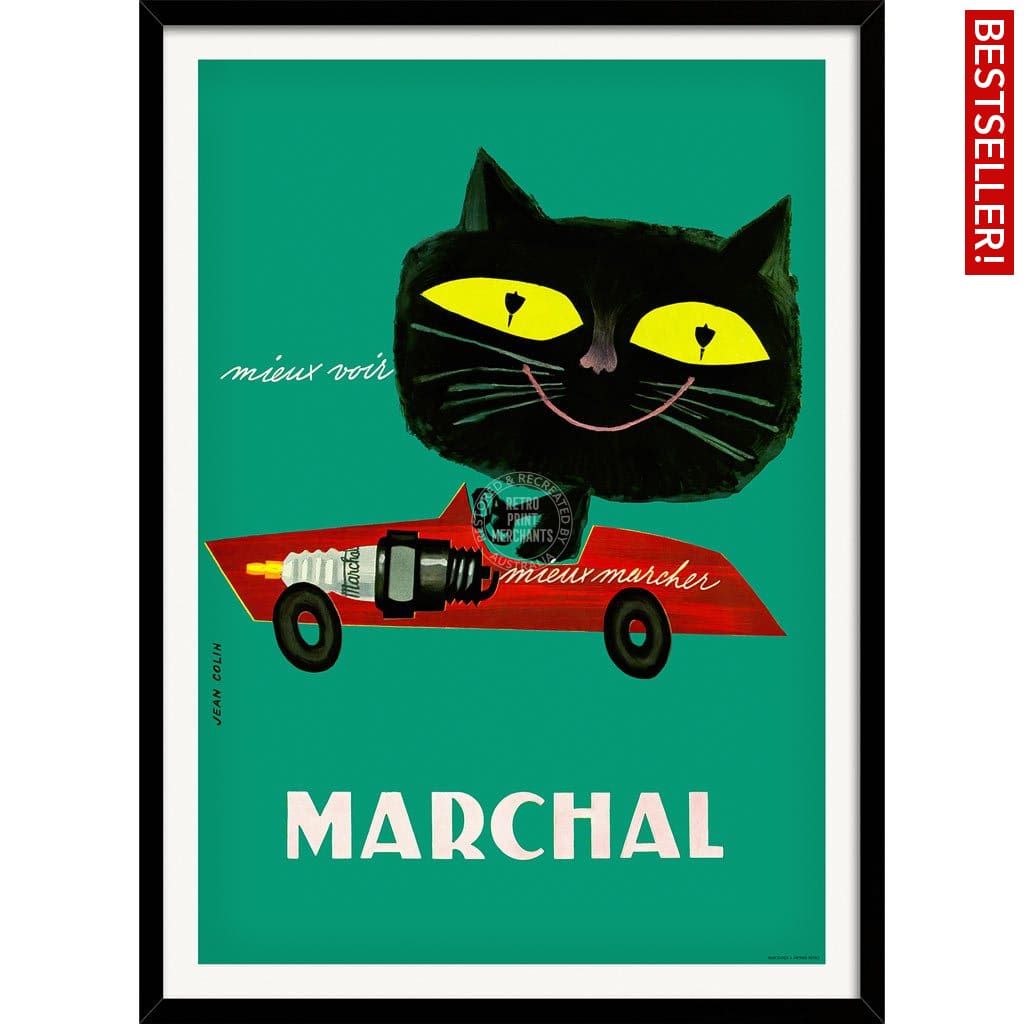 Marchal Cat | France A3 297 X 420Mm 11.7 16.5 Inches / Framed Print - Black Timber Art
