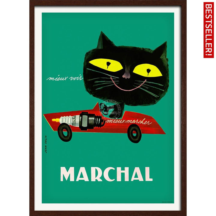 Marchal Cat | France A3 297 X 420Mm 11.7 16.5 Inches / Framed Print - Dark Oak Timber Art