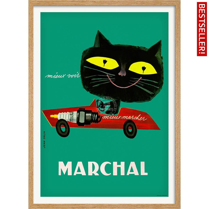 Marchal Cat | France A3 297 X 420Mm 11.7 16.5 Inches / Framed Print - Natural Oak Timber Art