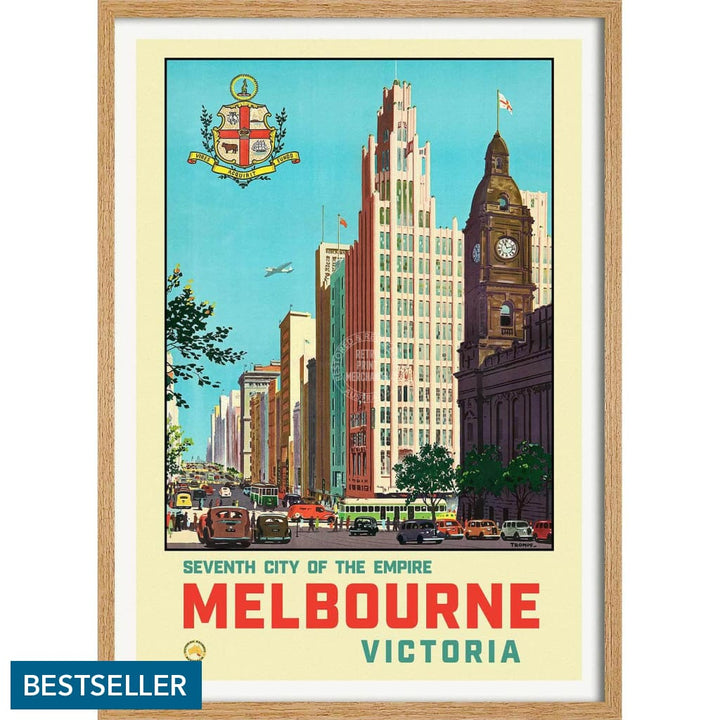 Melbourne 1930 | Australia 422Mm X 295Mm 16.6 11.6 A3 / Natural Oak Print Art