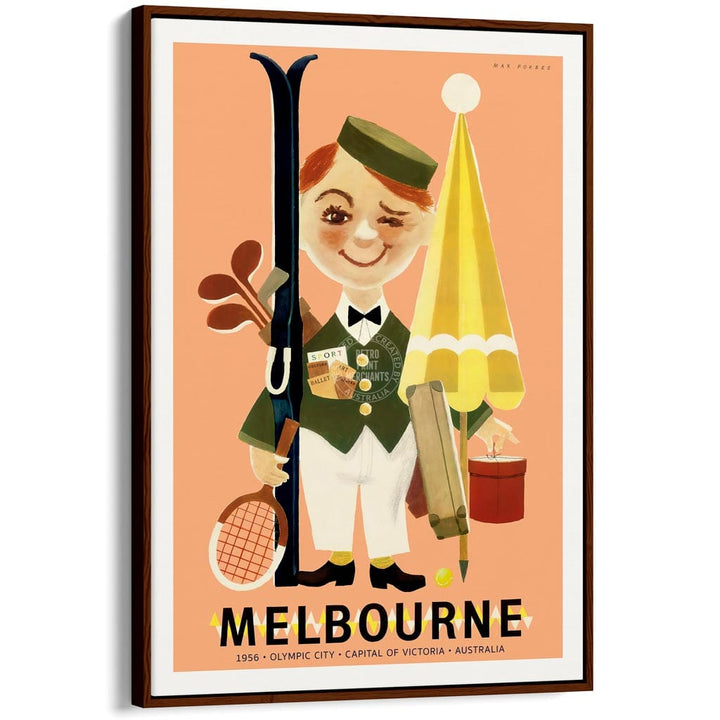 Melbourne 1956 Olympics | Australia A4 210 X 297Mm 8.3 11.7 Inches / Canvas Floating Frame: