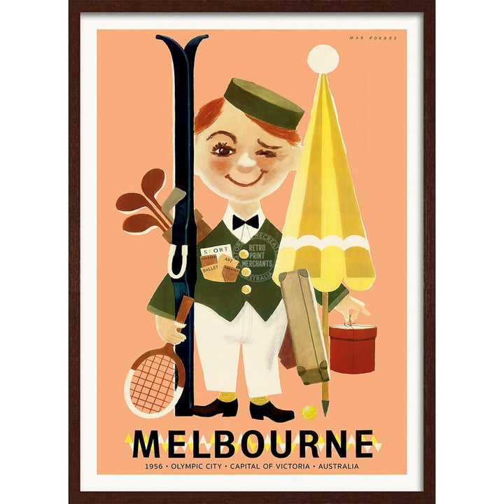 Melbourne 1956 Olympics | Australia A4 210 X 297Mm 8.3 11.7 Inches / Framed Print: Chocolate Oak