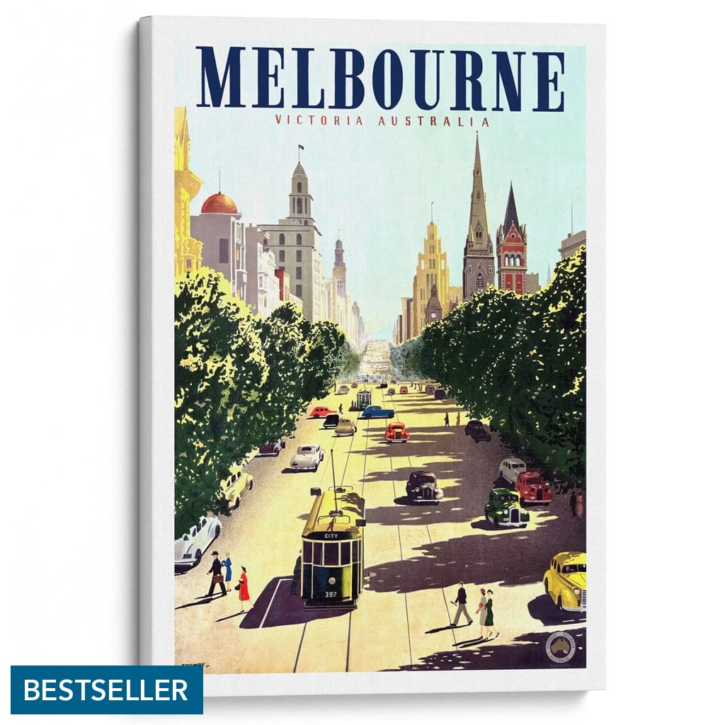 MELBOURNE COLLINS STREET | AUSTRALIA A3 | 297 x 420mm | 11.7 x 16.5 inches / Stretched Canvas Print Art