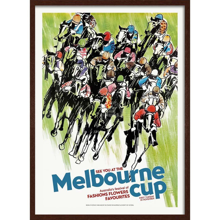 Melbourne Cup | Australia A3 297 X 420Mm 11.7 16.5 Inches / Framed Print - Dark Oak Timber Art