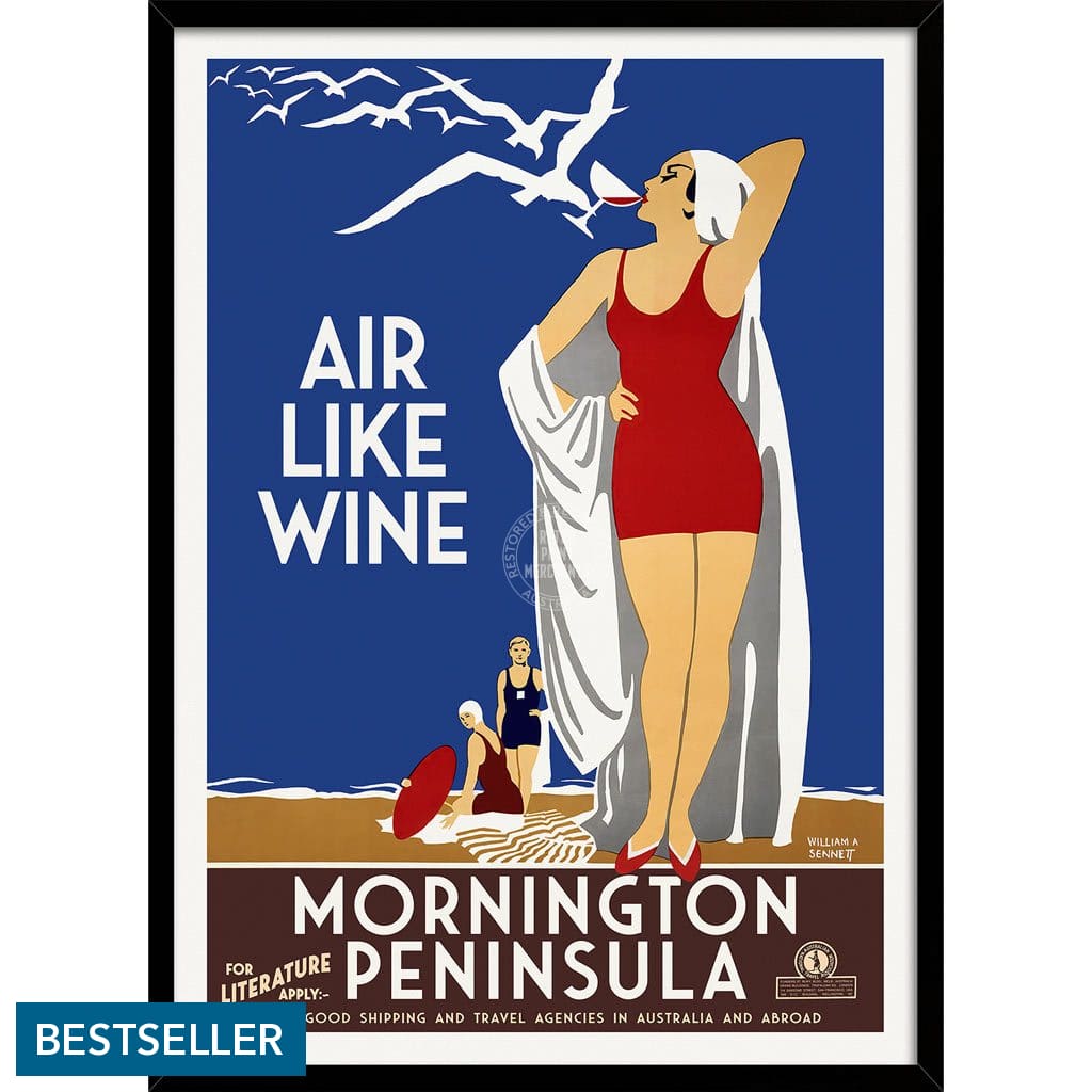 Mornington Peninsula Air Like Wine | Australia 422Mm X 295Mm 16.6 11.6 A3 / Black Print Art