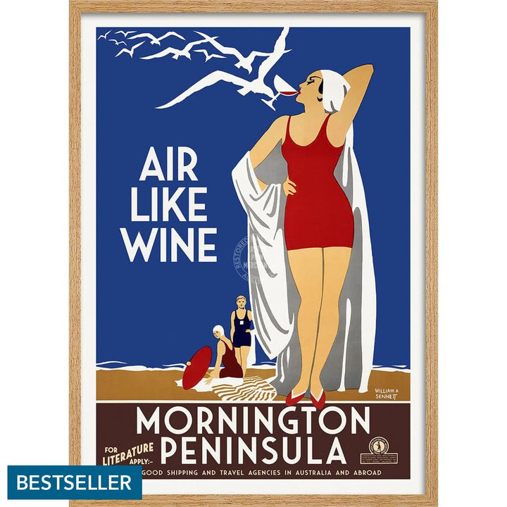 Mornington Peninsula Air Like Wine | Australia 422Mm X 295Mm 16.6 11.6 A3 / Natural Oak Print Art