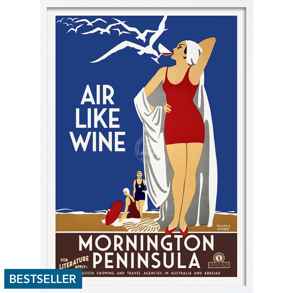 Mornington Peninsula Air Like Wine | Australia 422Mm X 295Mm 16.6 11.6 A3 / White Print Art