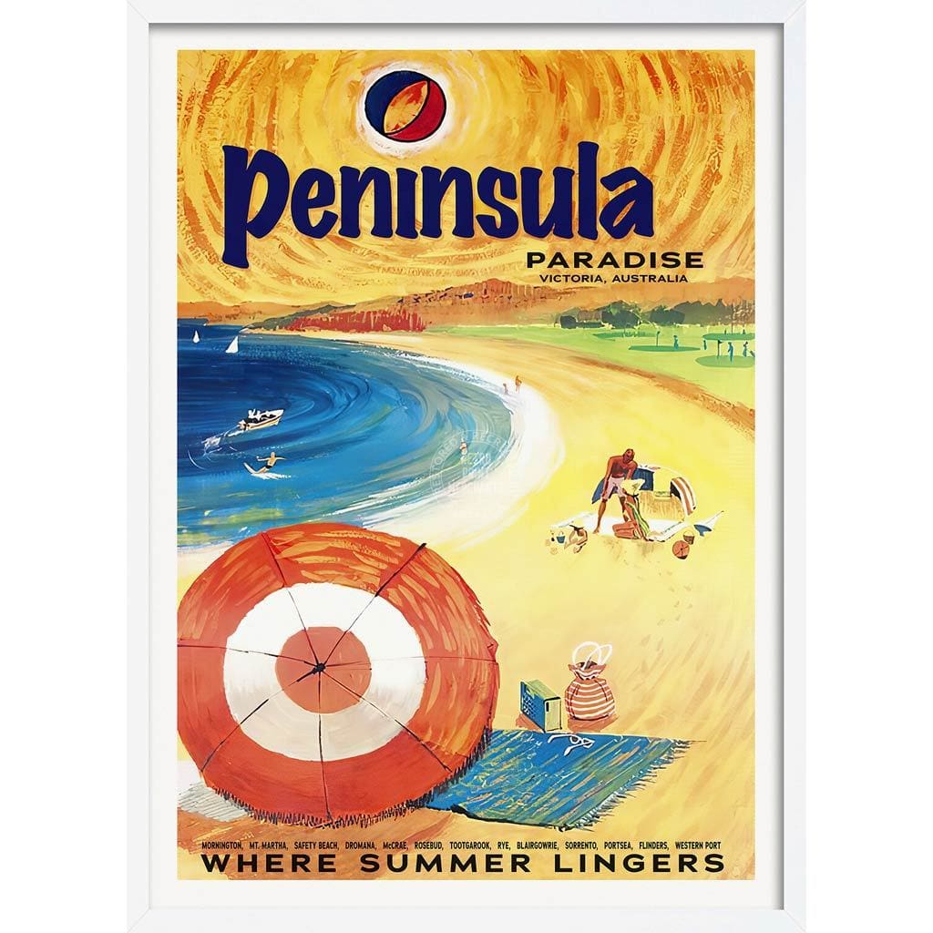 Mornington Peninsula Paradise | Australia A3 297 X 420Mm 11.7 16.5 Inches / Framed Print - White