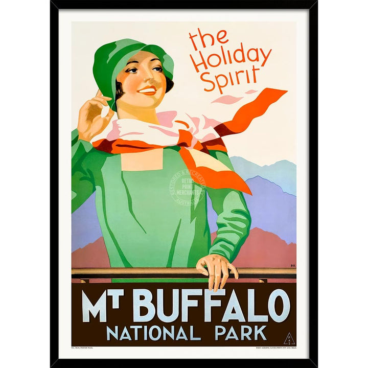 Mt Buffalo Holiday Spirit | Australia A3 297 X 420Mm 11.7 16.5 Inches / Framed Print: Black Timber