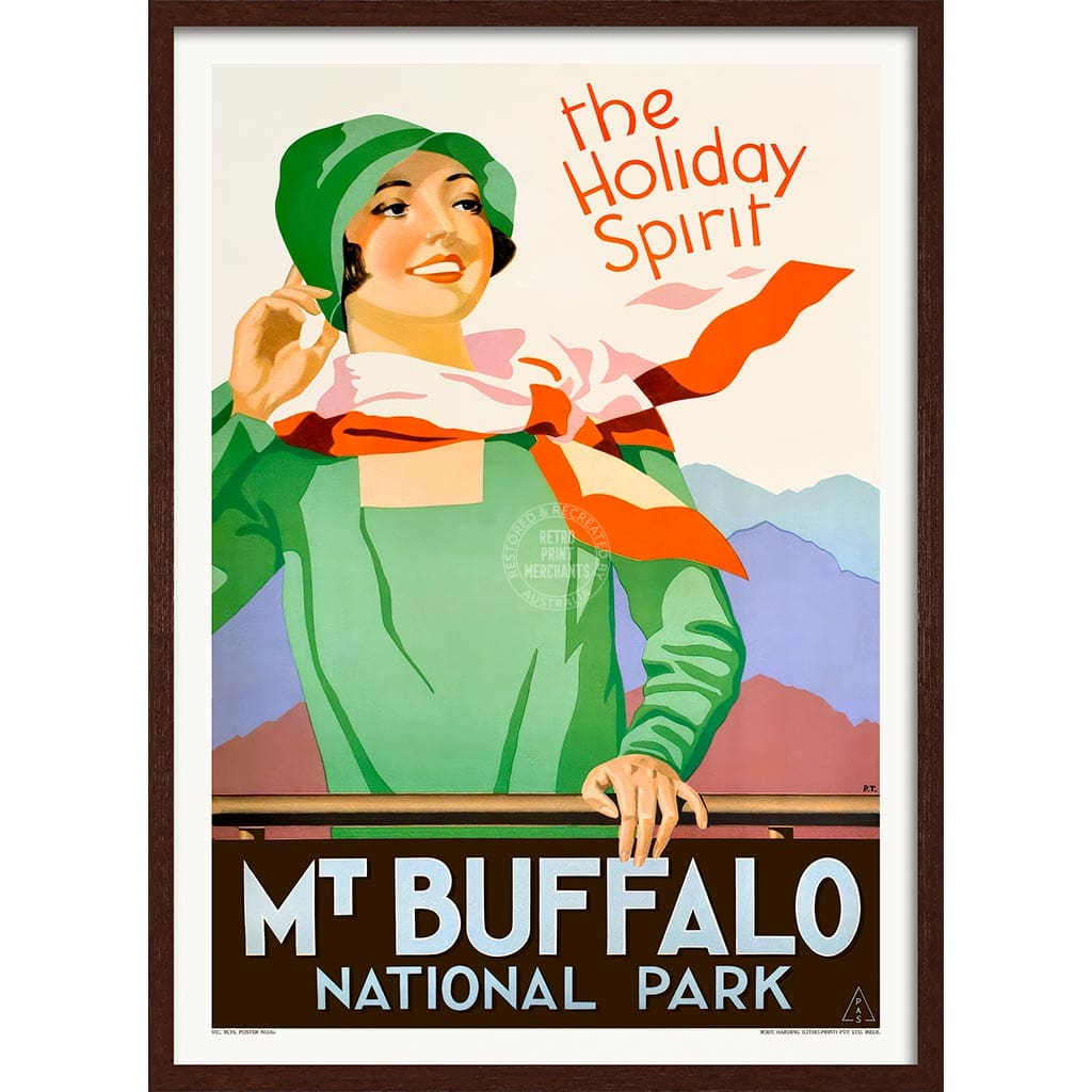 Mt Buffalo Holiday Spirit | Australia A3 297 X 420Mm 11.7 16.5 Inches / Framed Print: Chocolate Oak