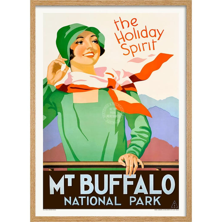 Mt Buffalo Holiday Spirit | Australia A3 297 X 420Mm 11.7 16.5 Inches / Framed Print: Natural Oak