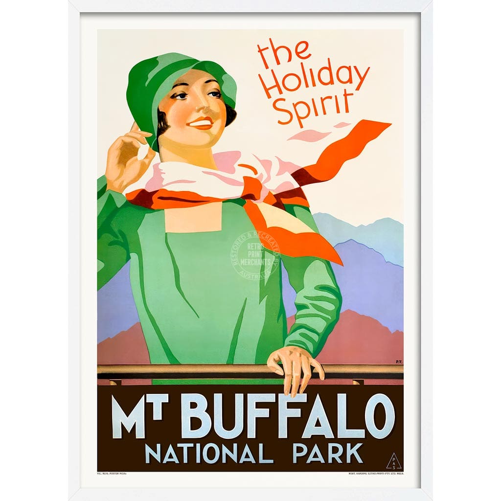 Mt Buffalo Holiday Spirit | Australia A3 297 X 420Mm 11.7 16.5 Inches / Framed Print: White Timber