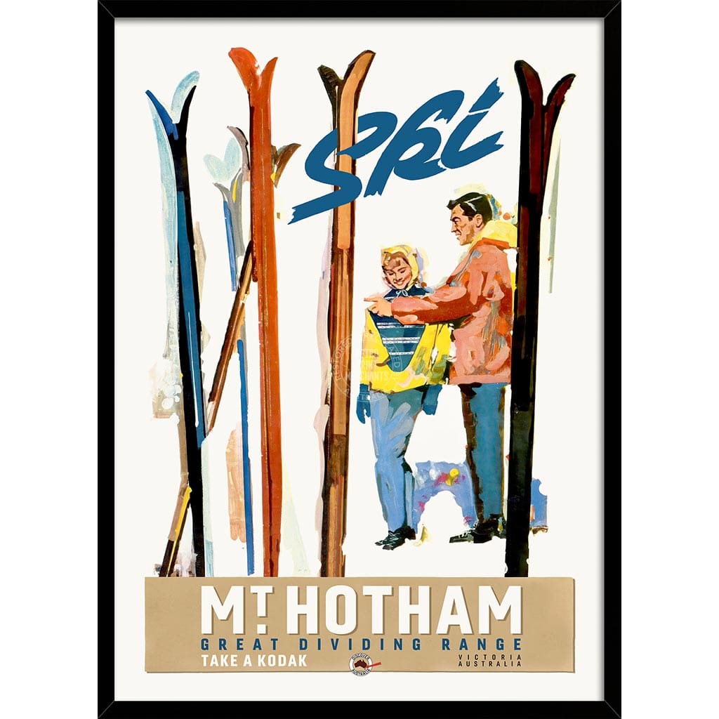 Mt Hotham 1960S | Australia A3 297 X 420Mm 11.7 16.5 Inches / Framed Print: Black Timber Print Art