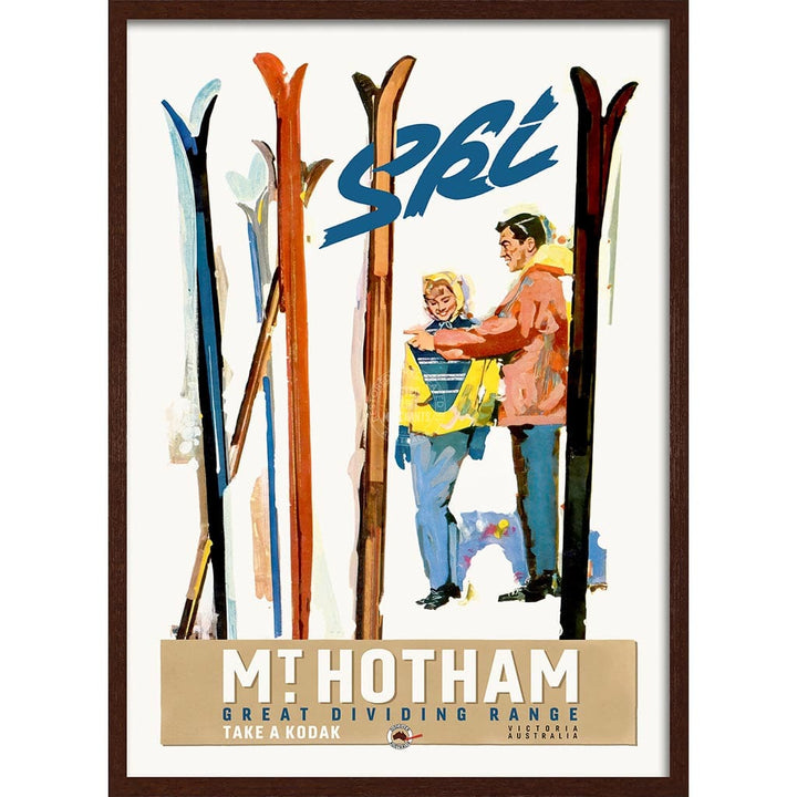 Mt Hotham 1960S | Australia A3 297 X 420Mm 11.7 16.5 Inches / Framed Print: Chocolate Oak Timber