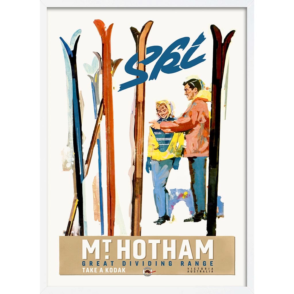 Mt Hotham 1960S | Australia A3 297 X 420Mm 11.7 16.5 Inches / Framed Print: White Timber Print Art