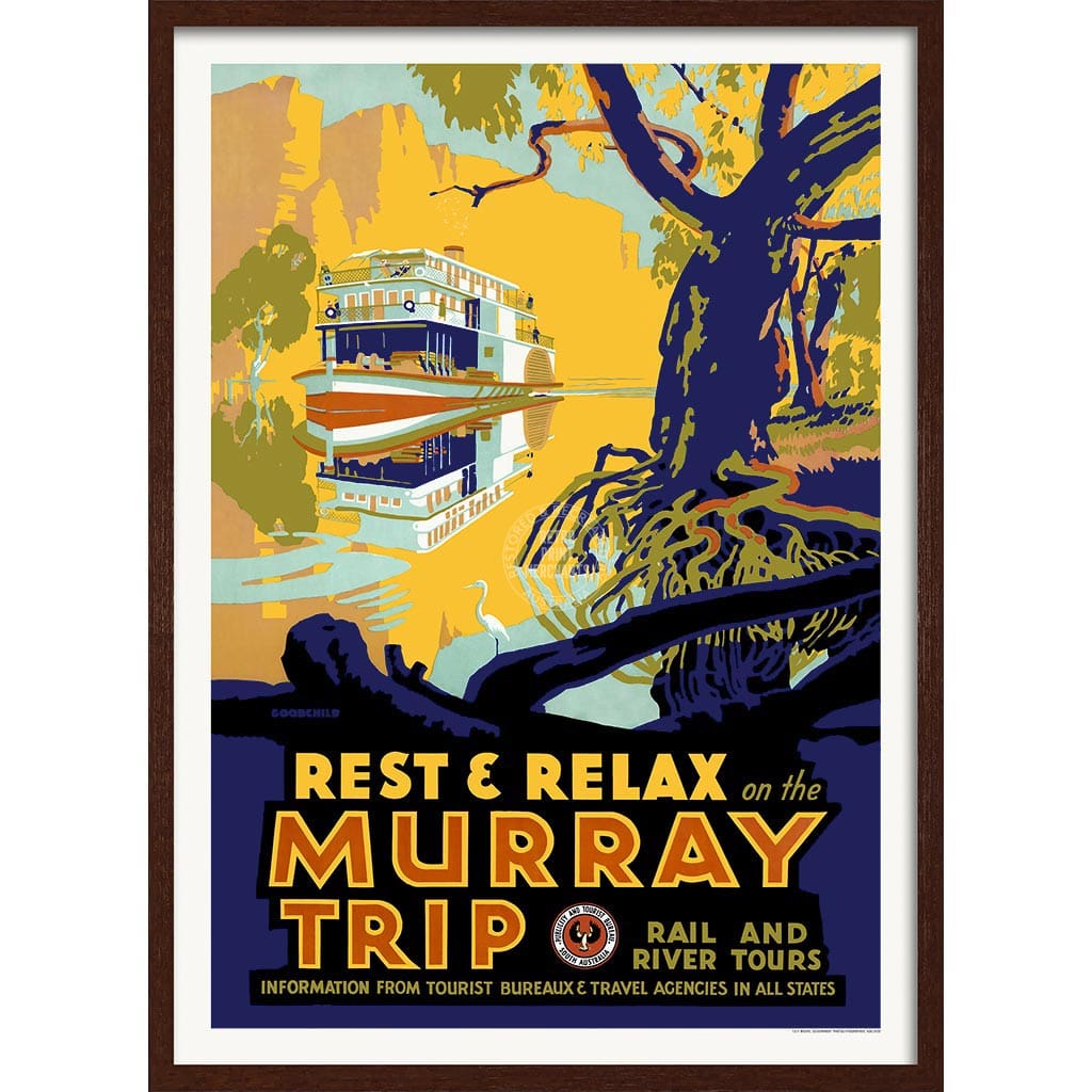 Murray River Trip | Australia A3 297 X 420Mm 11.7 16.5 Inches / Framed Print: Chocolate Oak Timber
