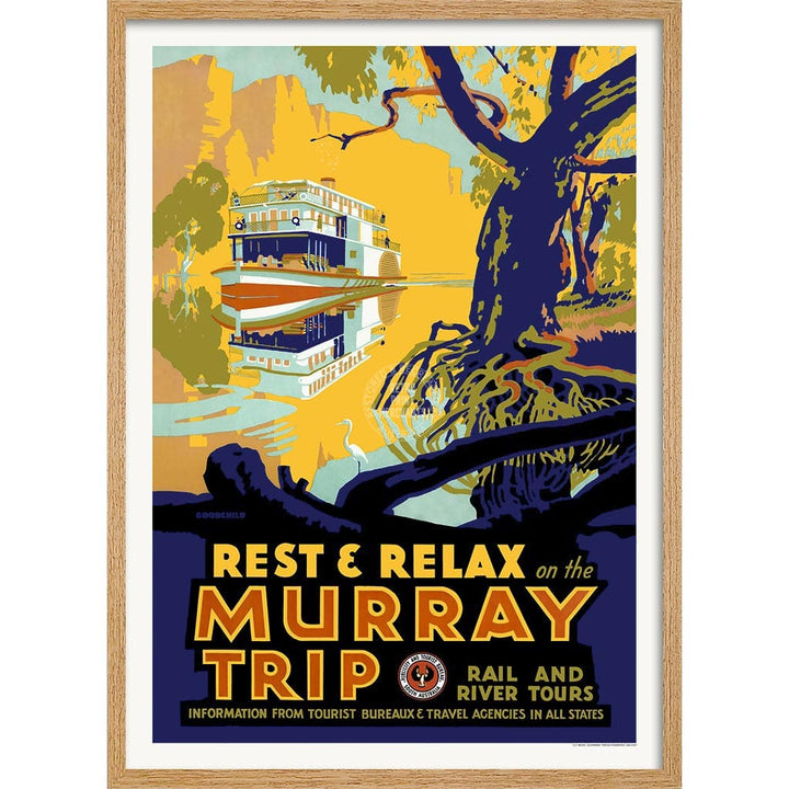Murray River Trip | Australia A3 297 X 420Mm 11.7 16.5 Inches / Framed Print: Natural Oak Timber
