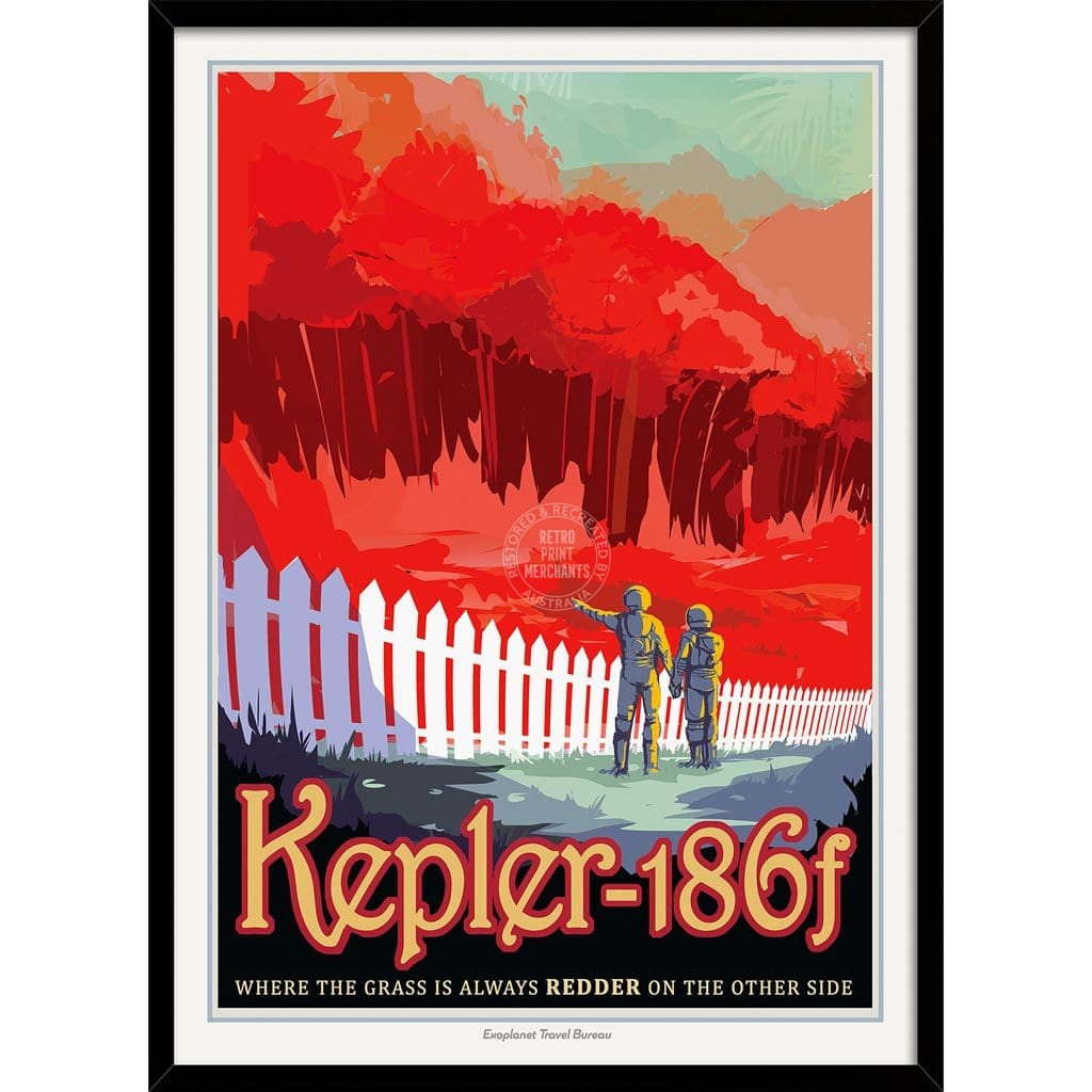 Nasa Kepler-186F | Usa 422Mm X 295Mm 16.6 11.6 A3 / Dark Oak Print Art