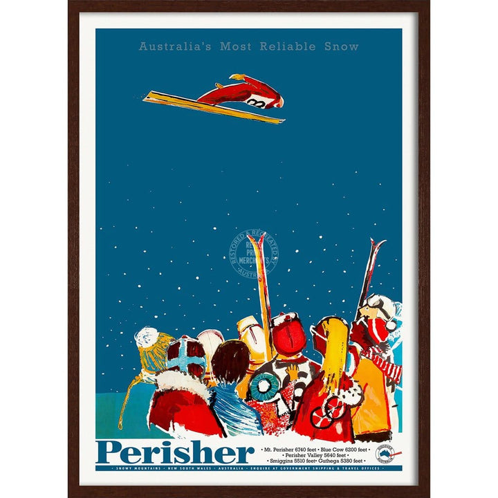 Perisher: Australias Most Reliable Snow | Australia 422Mm X 295Mm 16.6 11.6 A3 / Dark Oak Print Art