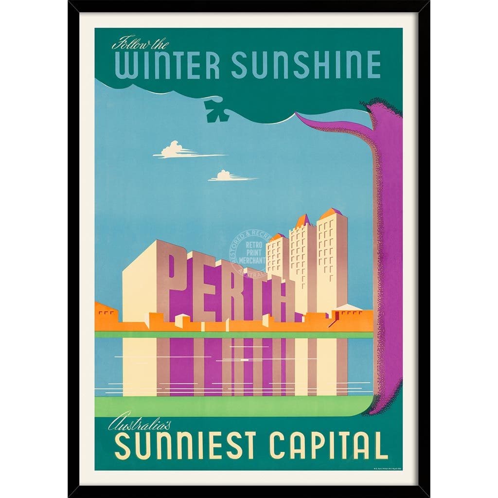Perth 1950S | Australia 422Mm X 295Mm 16.6 11.6 A3 / Black Print Art