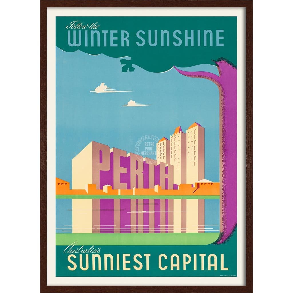 Perth 1950S | Australia 422Mm X 295Mm 16.6 11.6 A3 / Dark Oak Print Art