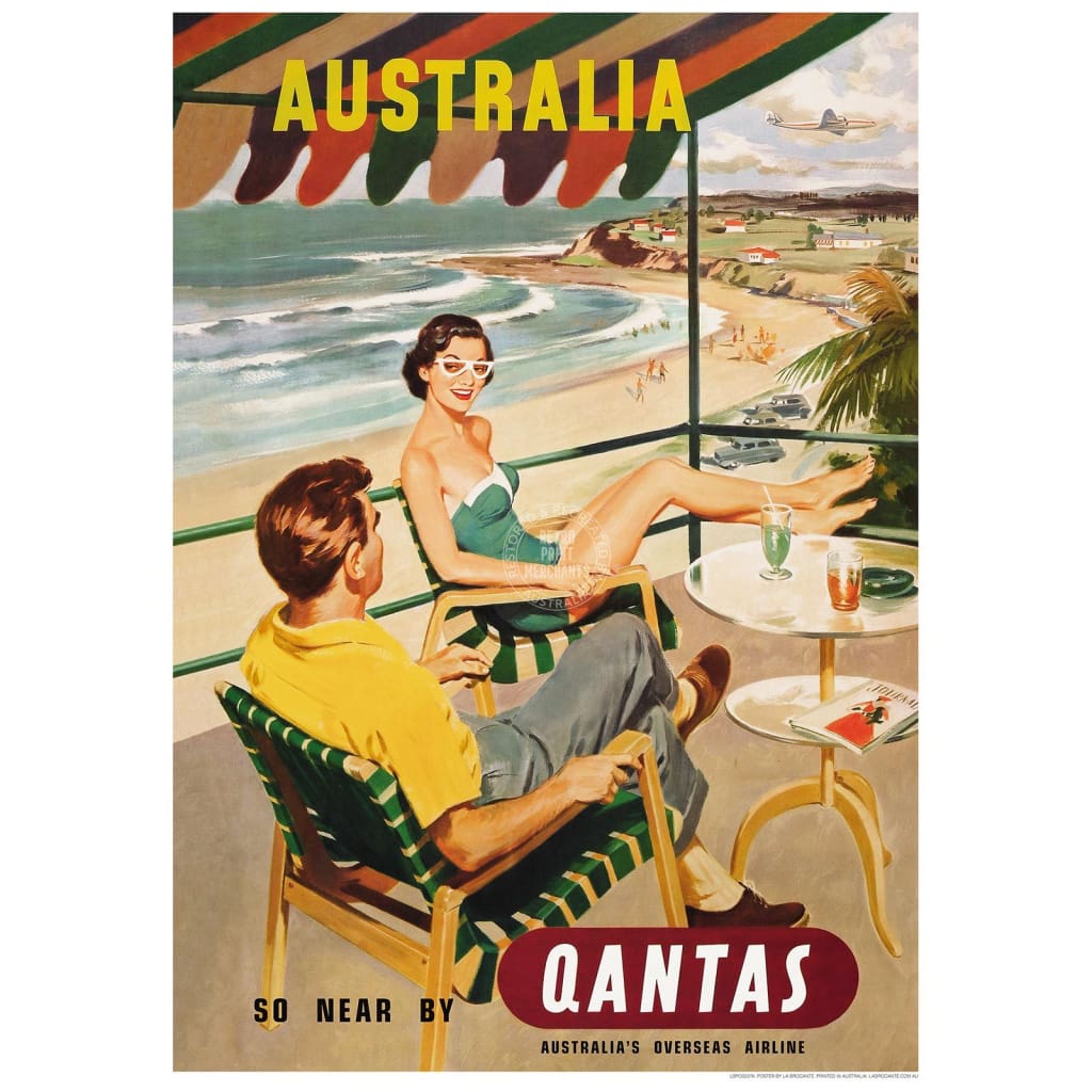 Qantas Beach | Australia 422Mm X 295Mm 16.6 11.6 A3 / Unframed Print Art
