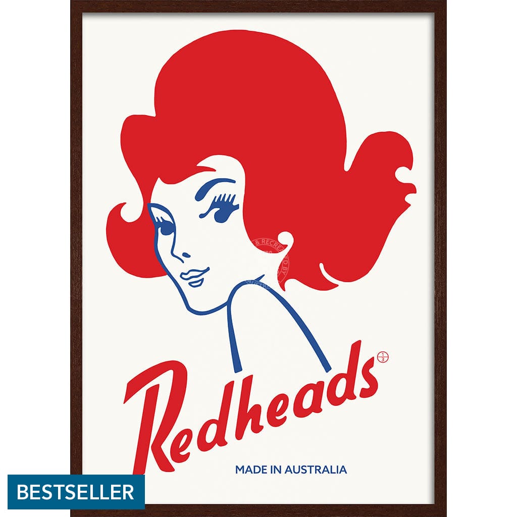 REDHEADS MATCHES 1971 | AUSTRALIA A3 | 297 x 420mm | 11.7 x 16.5 inches / Framed Print: Chocolate Oak Timber Print Art
