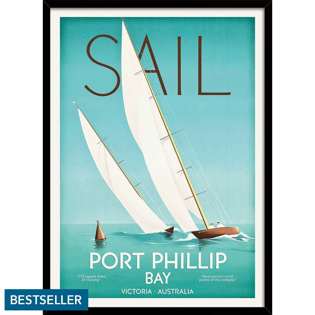 Sail Port Phillip Bay | Australia 422Mm X 295Mm 16.6 11.6 A3 / Black Print Art