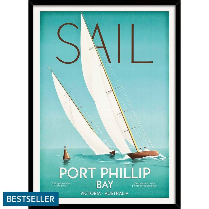 Sail Port Phillip Bay | Australia 422Mm X 295Mm 16.6 11.6 A3 / Black Print Art