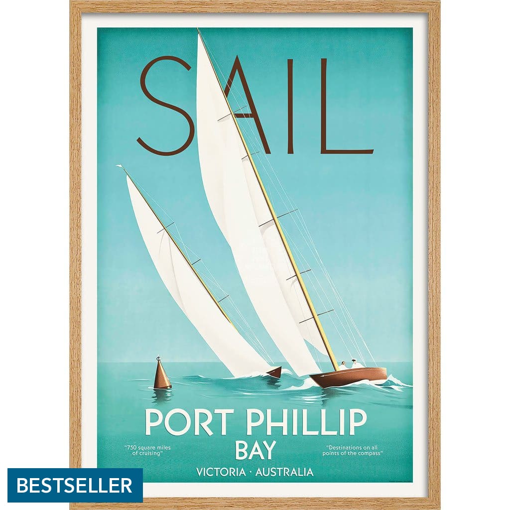 Sail Port Phillip Bay | Australia 422Mm X 295Mm 16.6 11.6 A3 / Natural Oak Print Art