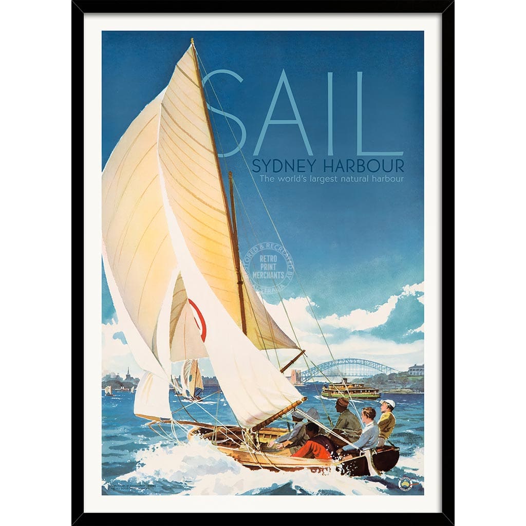 SAIL SYDNEY HARBOUR | AUSTRALIA A3 | 297 x 420mm | 11.7 x 16.5 inches / Framed Print: Black Timber Print Art
