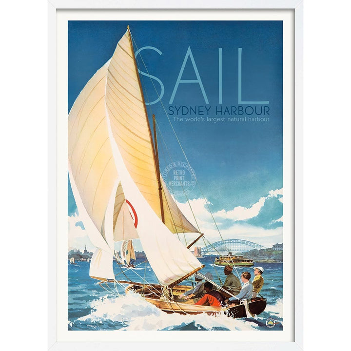 SAIL SYDNEY HARBOUR | AUSTRALIA A3 | 297 x 420mm | 11.7 x 16.5 inches / Framed Print: White Timber Print Art