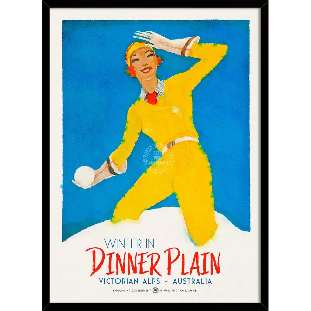 Ski Dinner Plain | Australia 422Mm X 295Mm 16.6 11.6 A3 / Black Print Art