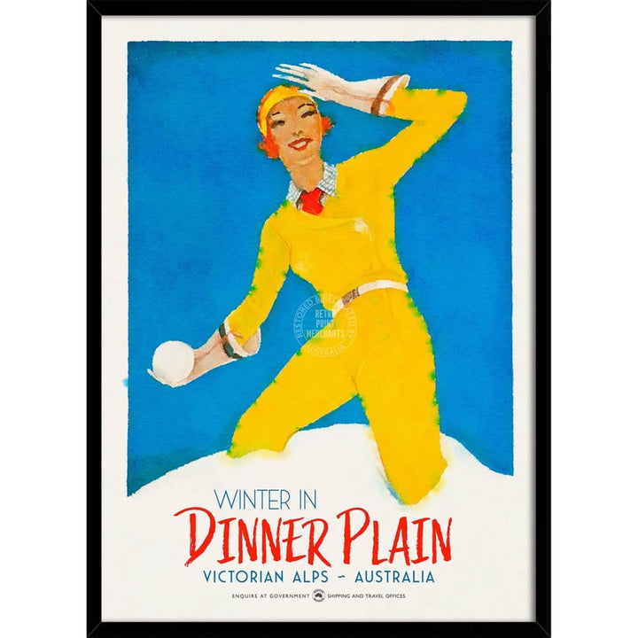 Ski Dinner Plain | Australia 422Mm X 295Mm 16.6 11.6 A3 / Black Print Art