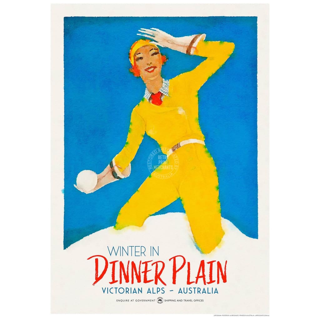 Ski Dinner Plain | Australia 422Mm X 295Mm 16.6 11.6 A3 / Unframed Print Art