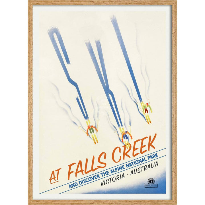 Ski Falls Creek | Australia 422Mm X 295Mm 16.6 11.6 A3 / Natural Oak Print Art
